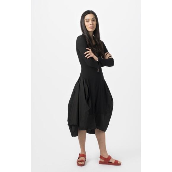 Rundholz Dip Wing Dress Black Long Sleeve Y2K Avant Garde Goth Midi Sz M $476 - Picture 1 of 9